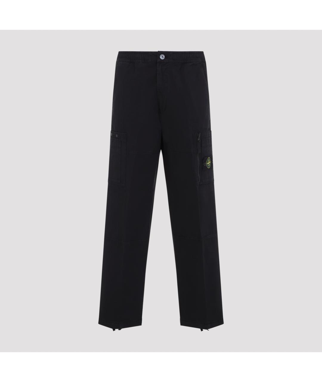 STONE ISLAND Черные хлопковые повседневные брюки, фото 2