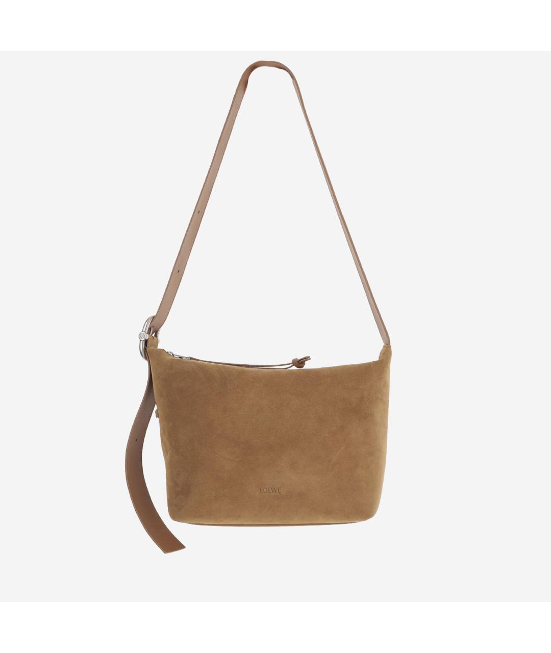LOEWE Коричневая замшевая сумка на плечо, фото 5