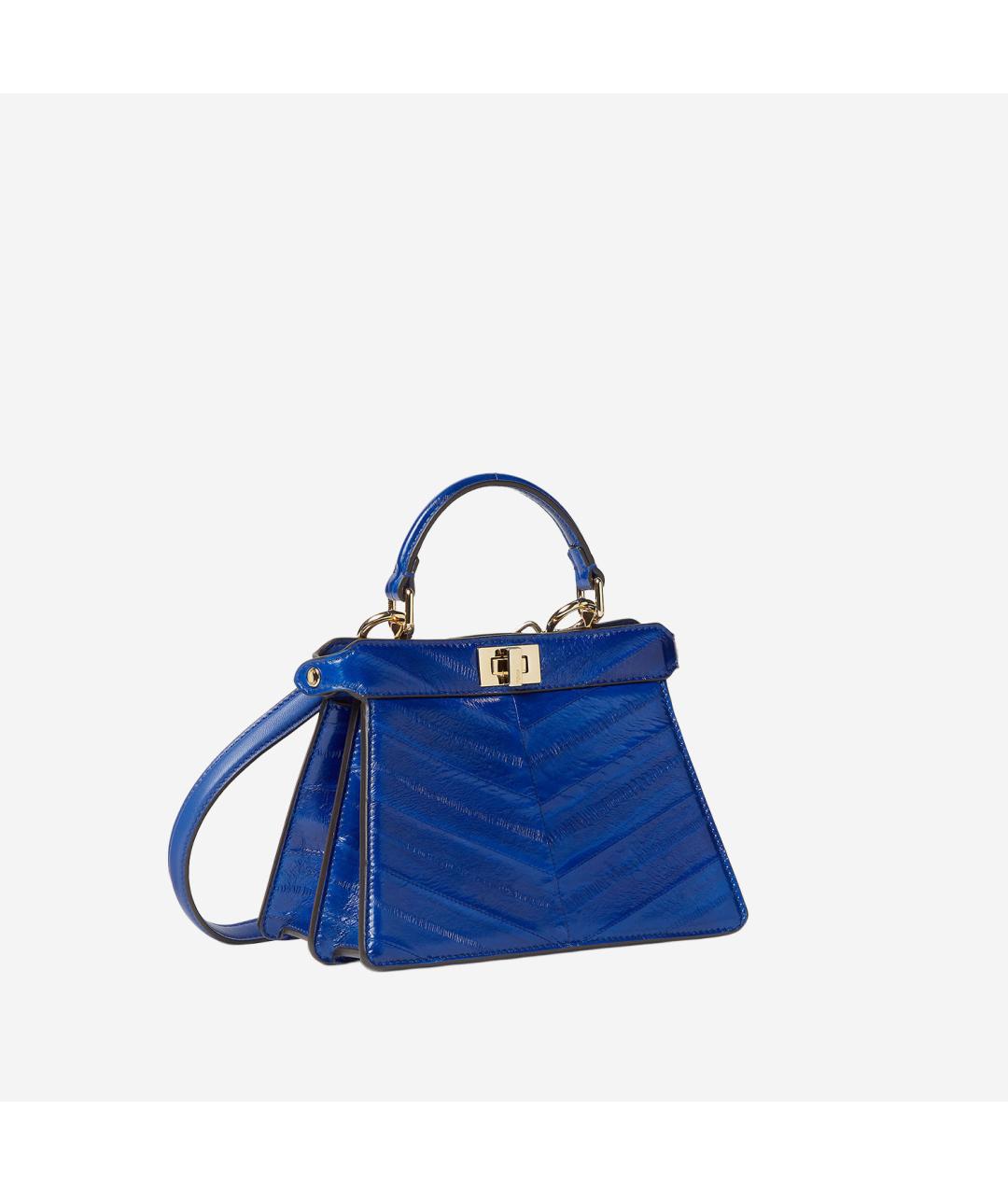 FENDI Синяя сумка тоут из лакированной кожи, фото 2