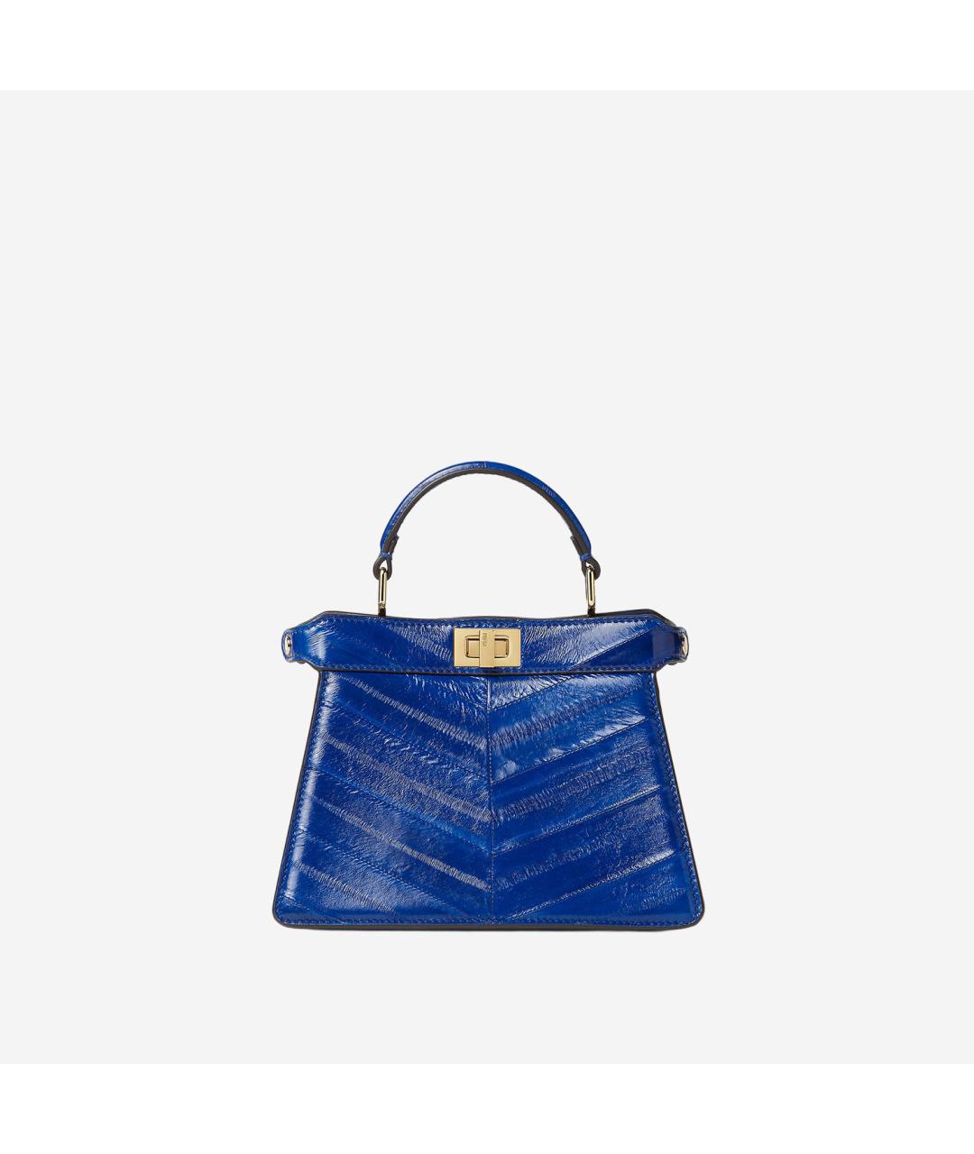 FENDI Синяя сумка тоут из лакированной кожи, фото 5