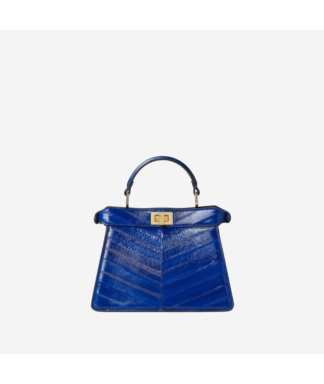 FENDI Синяя сумка тоут из лакированной кожи, фото 3