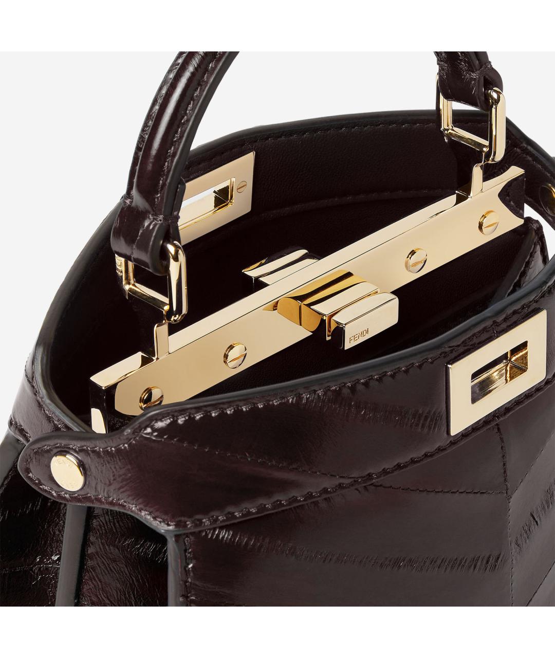 FENDI Коричневая сумка тоут из лакированной кожи, фото 4