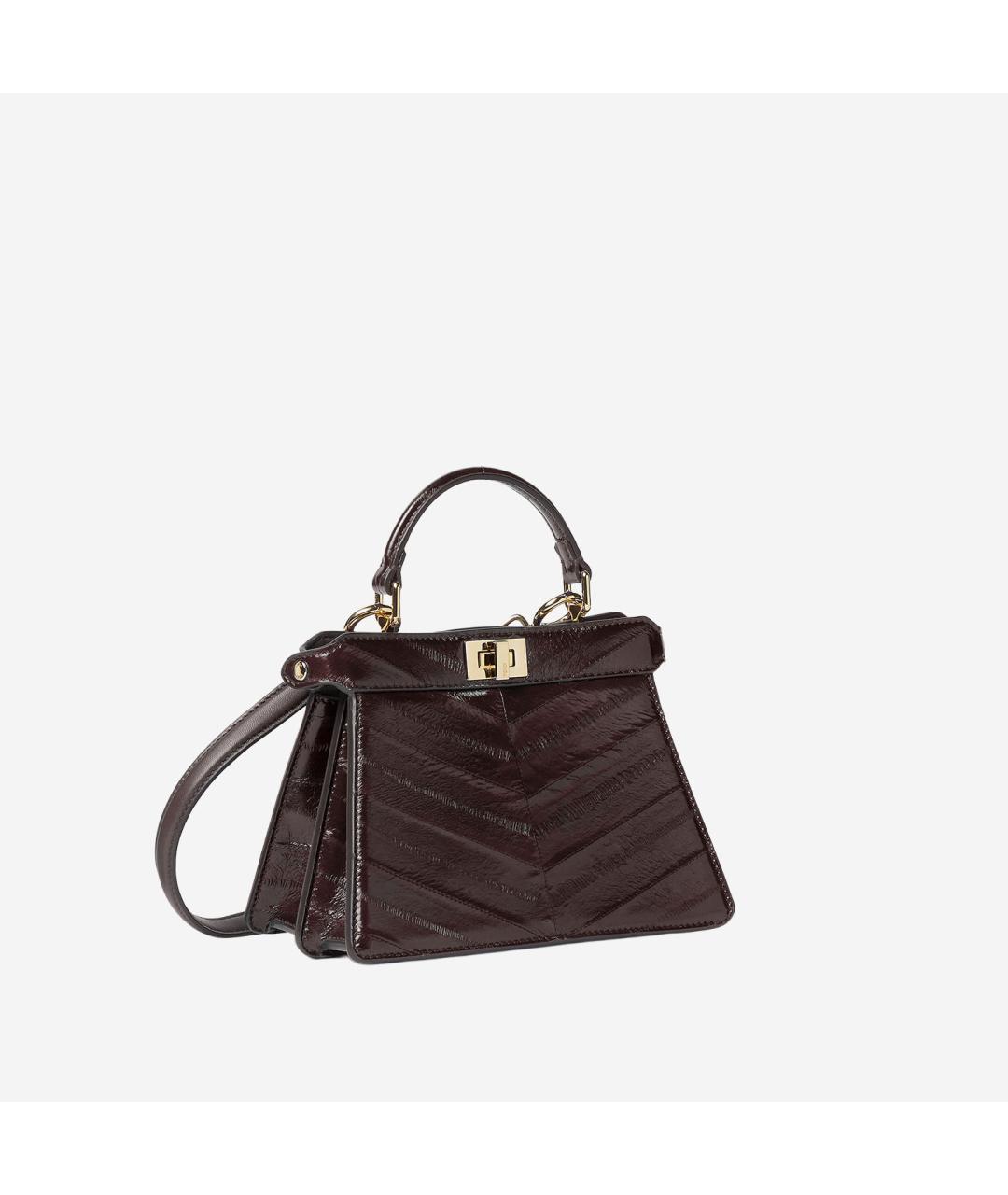 FENDI Коричневая сумка тоут из лакированной кожи, фото 2
