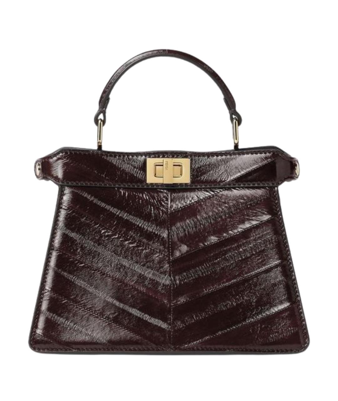 FENDI Коричневая сумка тоут из лакированной кожи, фото 1