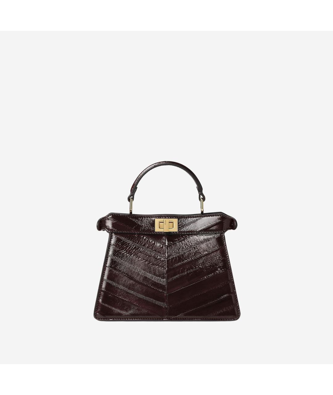 FENDI Коричневая сумка тоут из лакированной кожи, фото 3