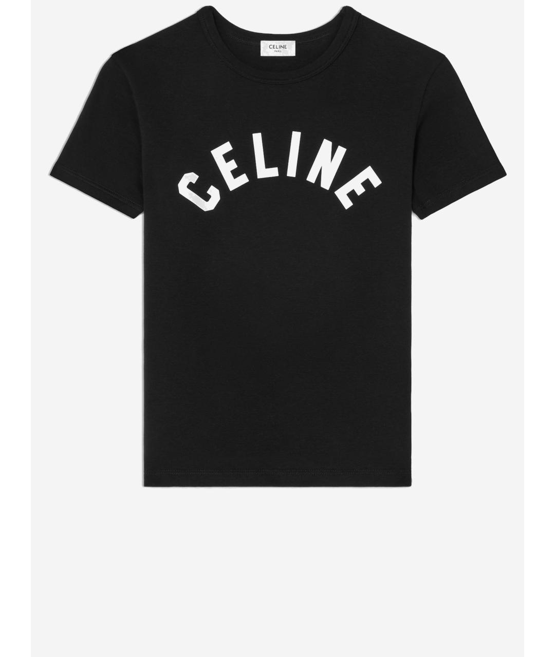 CELINE Черная хлопковая футболка, фото 3