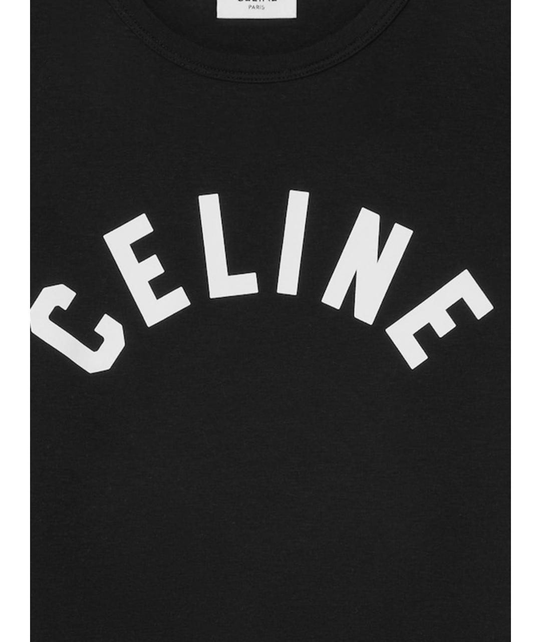 CELINE Черная хлопковая футболка, фото 2