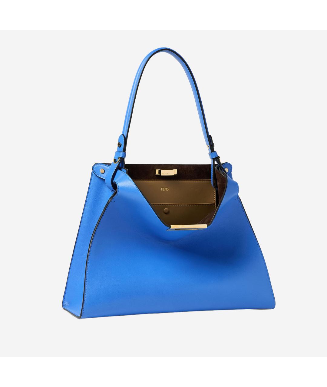 FENDI Голубая кожаная сумка тоут, фото 3