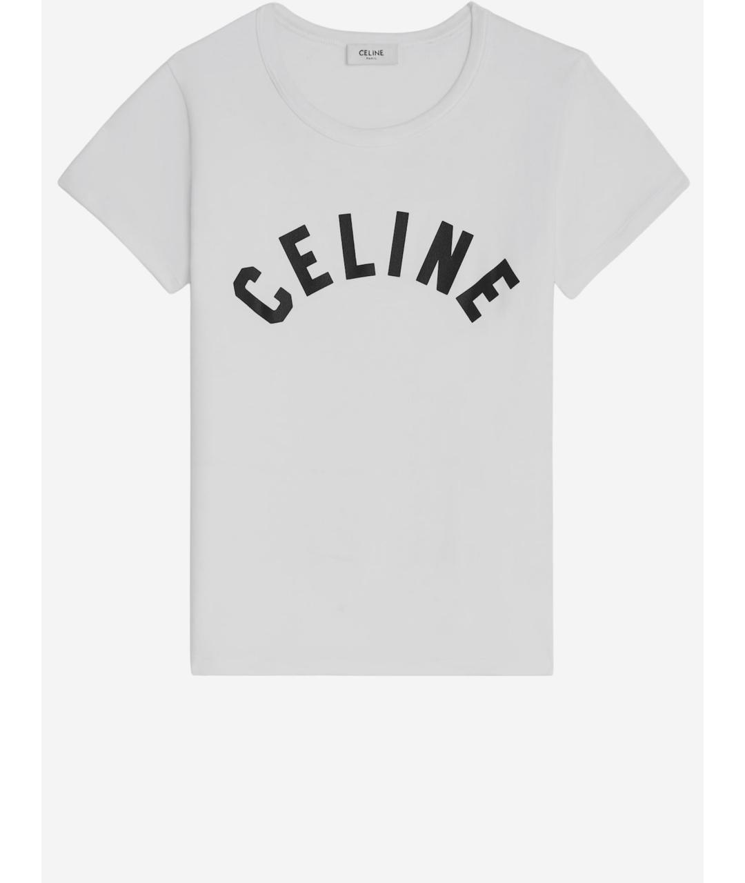CELINE Белая хлопковая футболка, фото 4