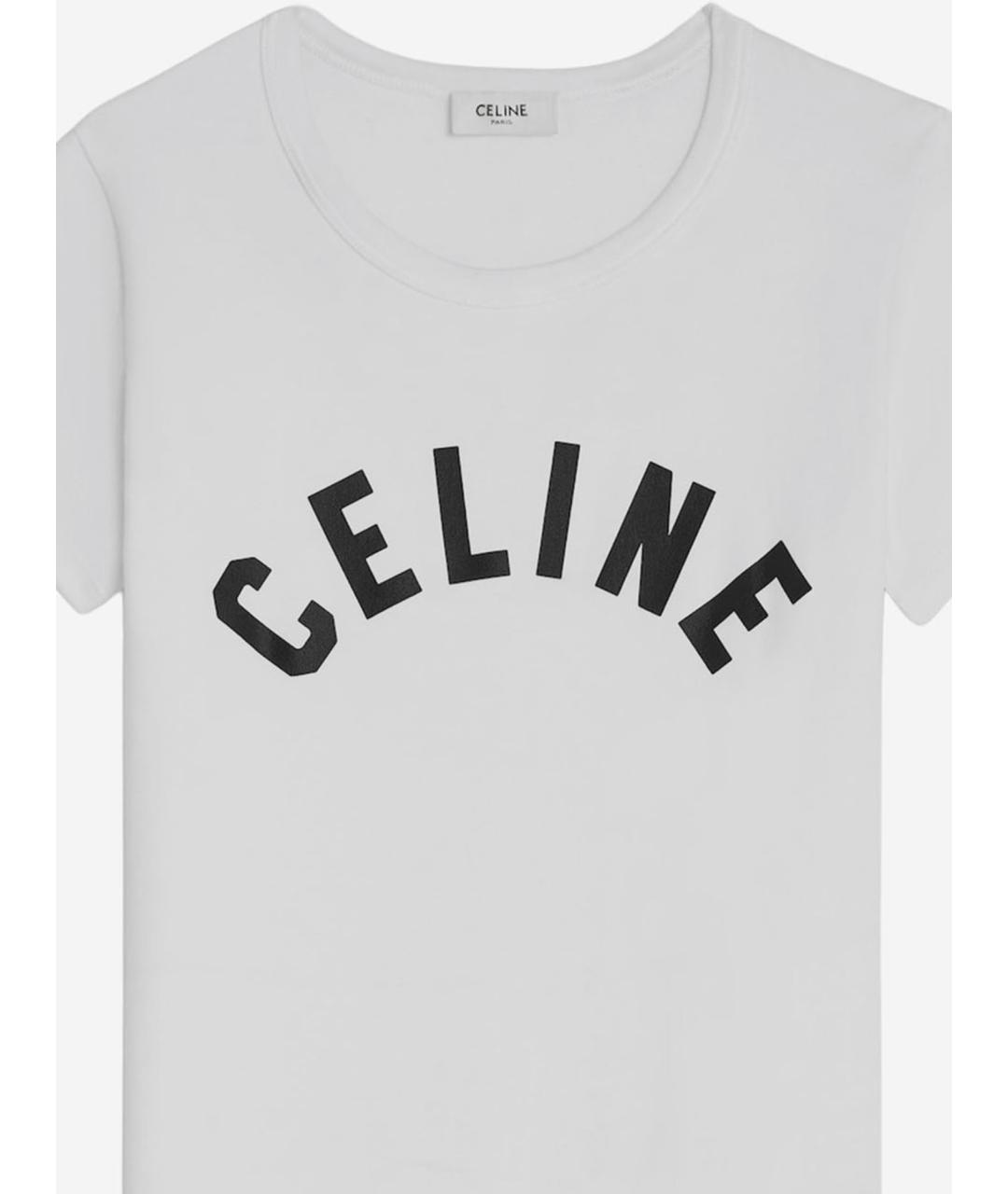CELINE Белая хлопковая футболка, фото 3