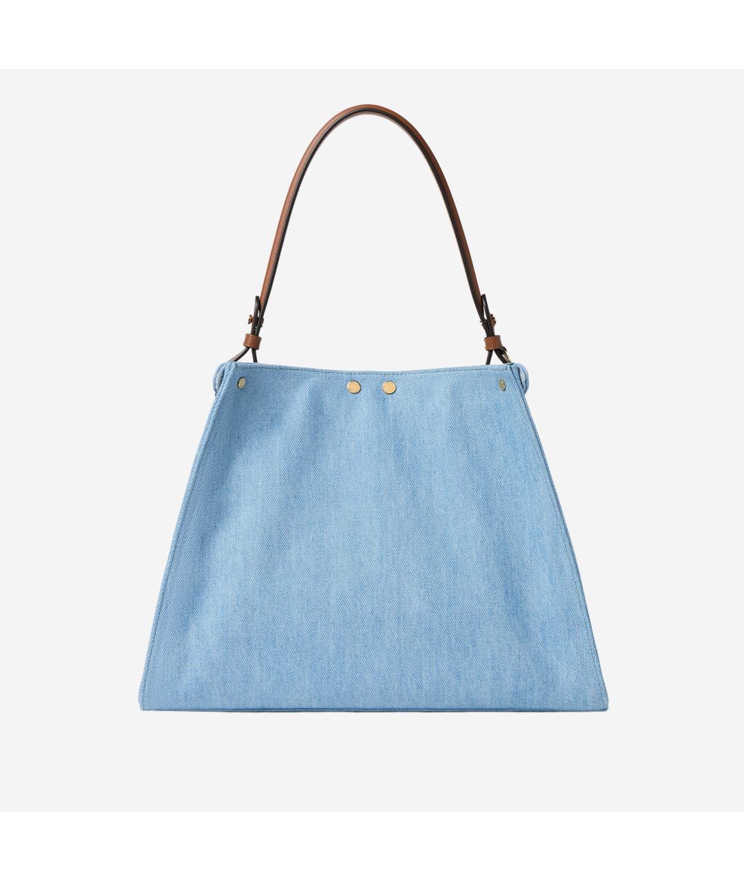 FENDI Голубая деним сумка тоут, фото 4