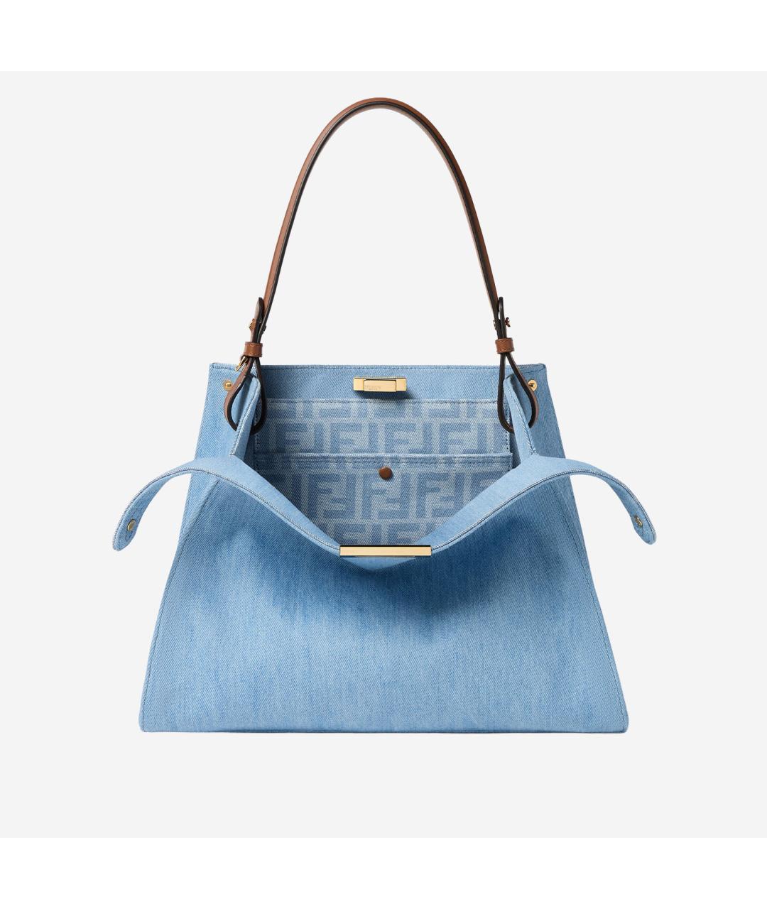 FENDI Голубая деним сумка тоут, фото 2