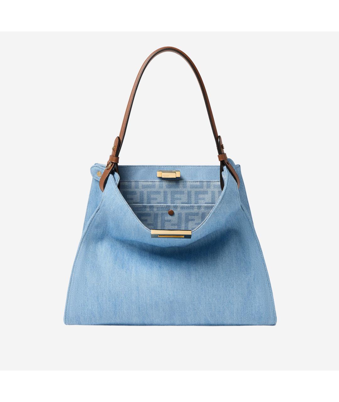FENDI Голубая деним сумка тоут, фото 6