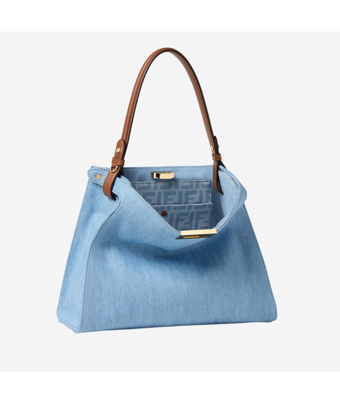 FENDI Голубая деним сумка тоут, фото 3
