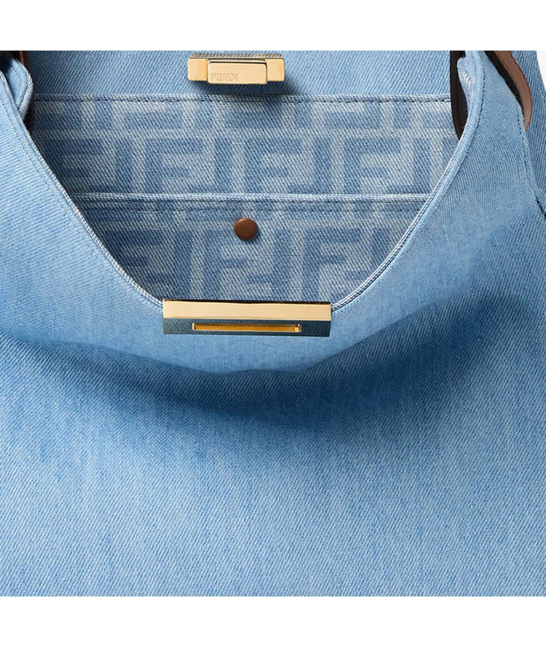FENDI Голубая деним сумка тоут, фото 5
