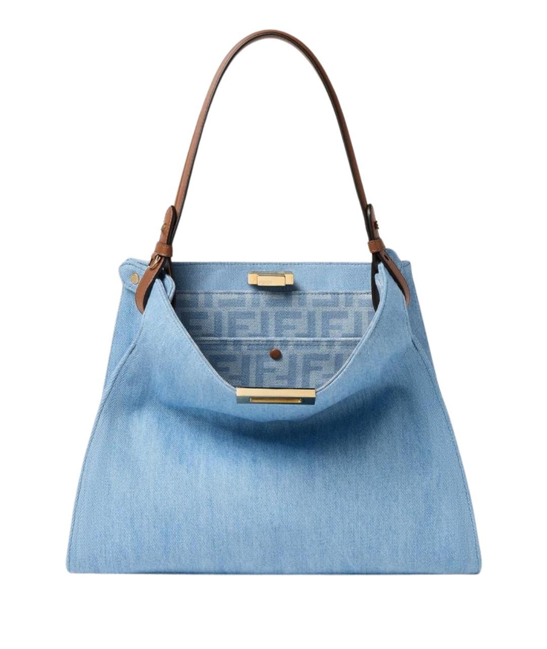FENDI Голубая деним сумка тоут, фото 1