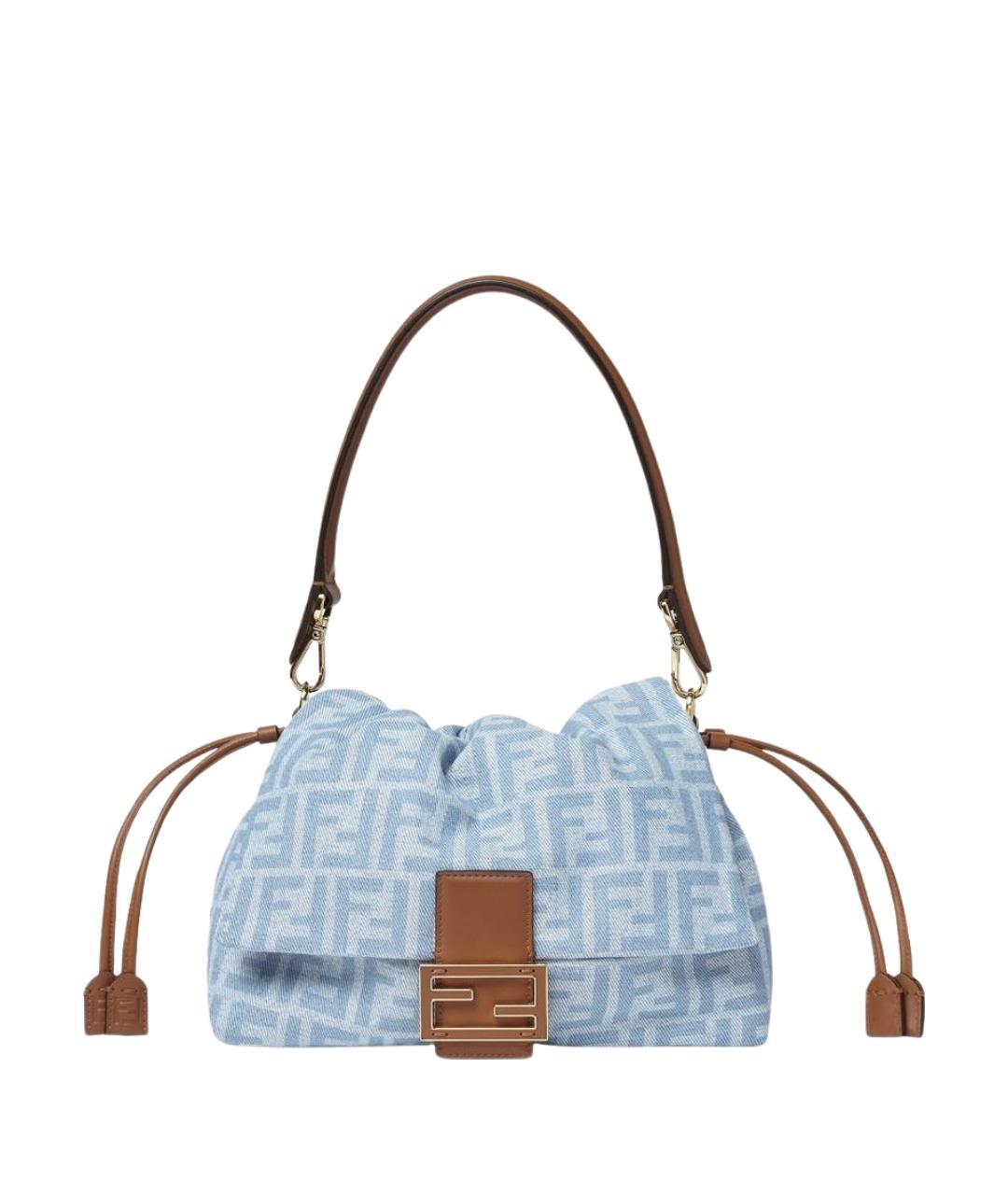 FENDI Голубая деним сумка через плечо, фото 1