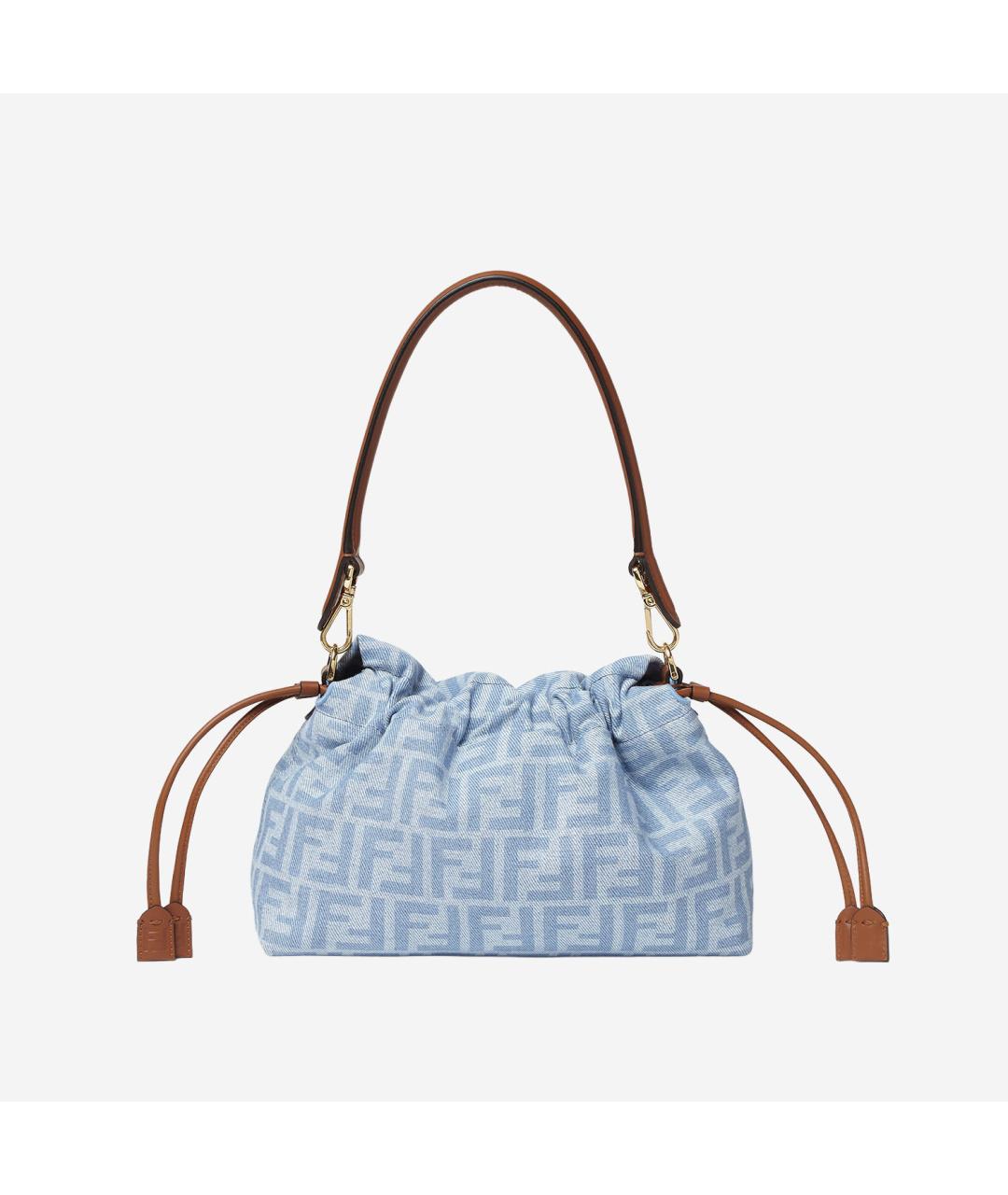 FENDI Голубая деним сумка через плечо, фото 3
