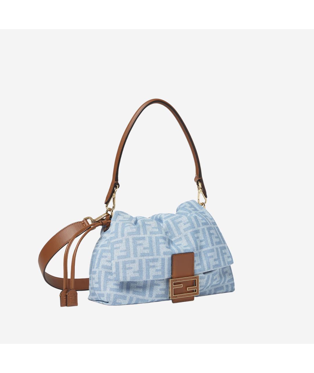 FENDI Голубая деним сумка через плечо, фото 2