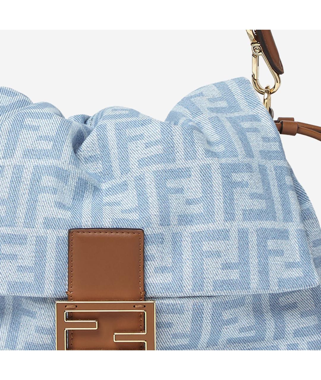 FENDI Голубая деним сумка через плечо, фото 4