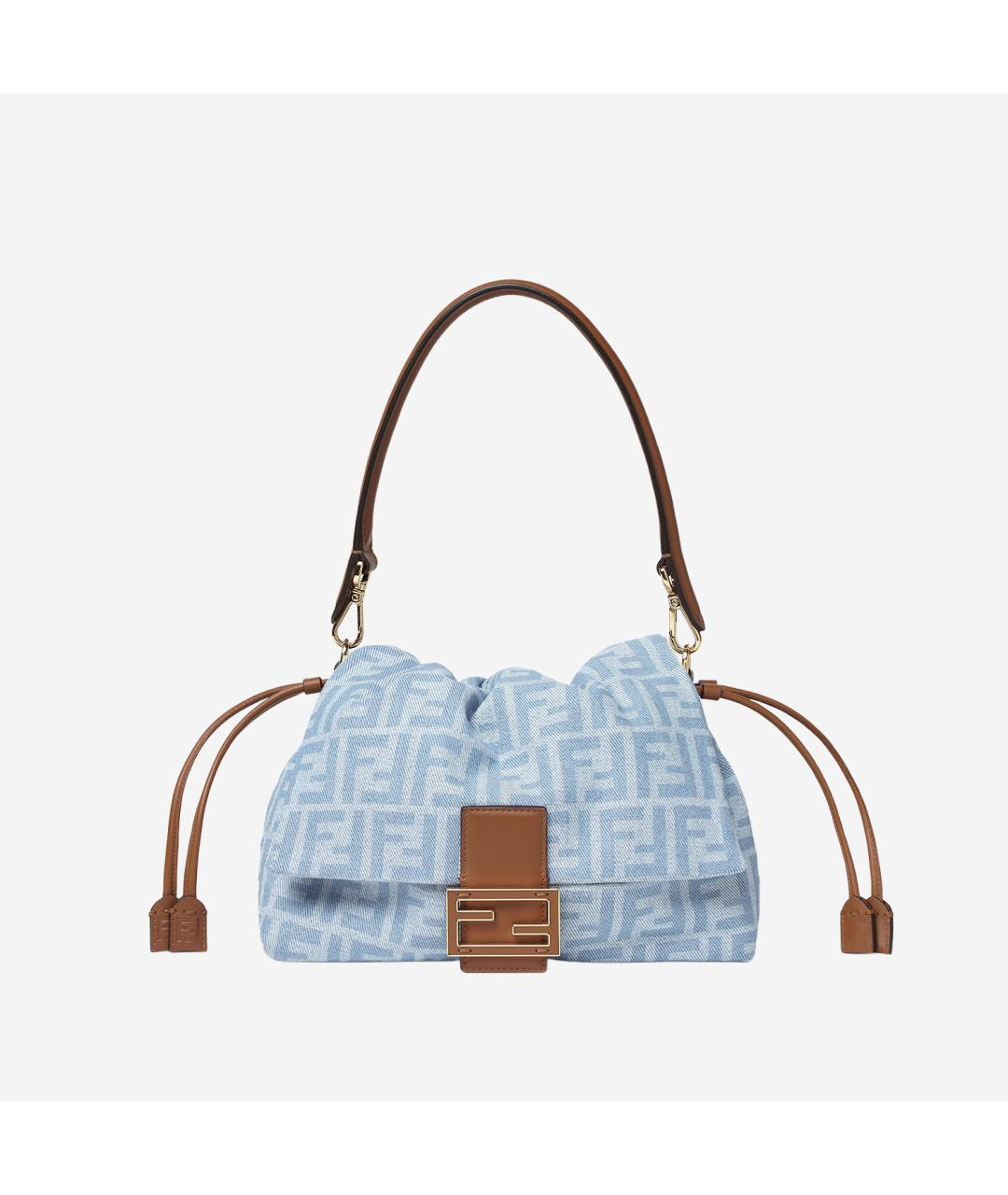 FENDI Голубая деним сумка через плечо, фото 5