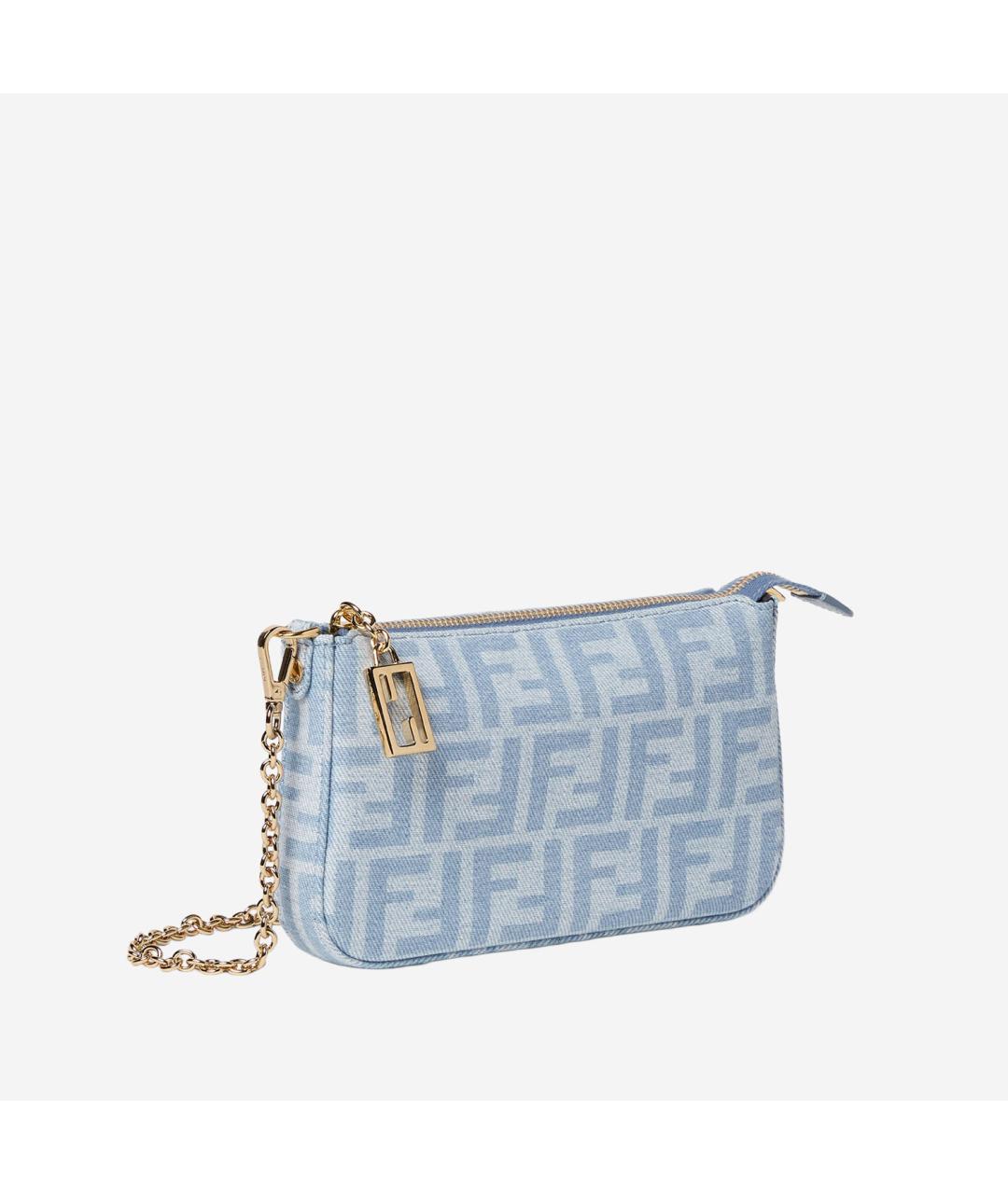 FENDI Голубая хлопковая сумка через плечо, фото 2