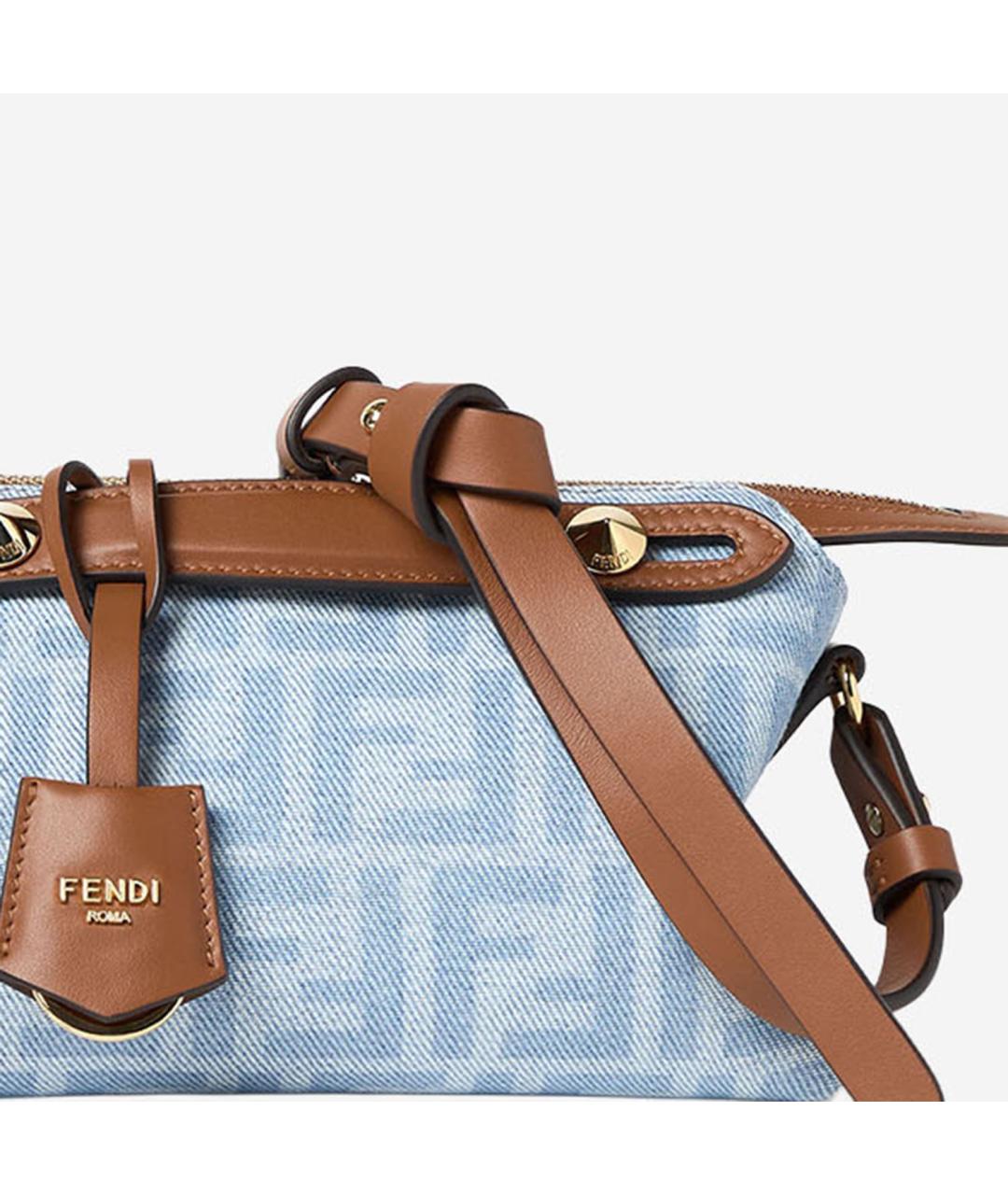 FENDI Голубая деним сумка через плечо, фото 4