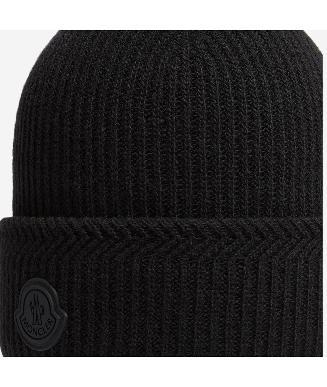 MONCLER Черная кашемировая шапка, фото 3