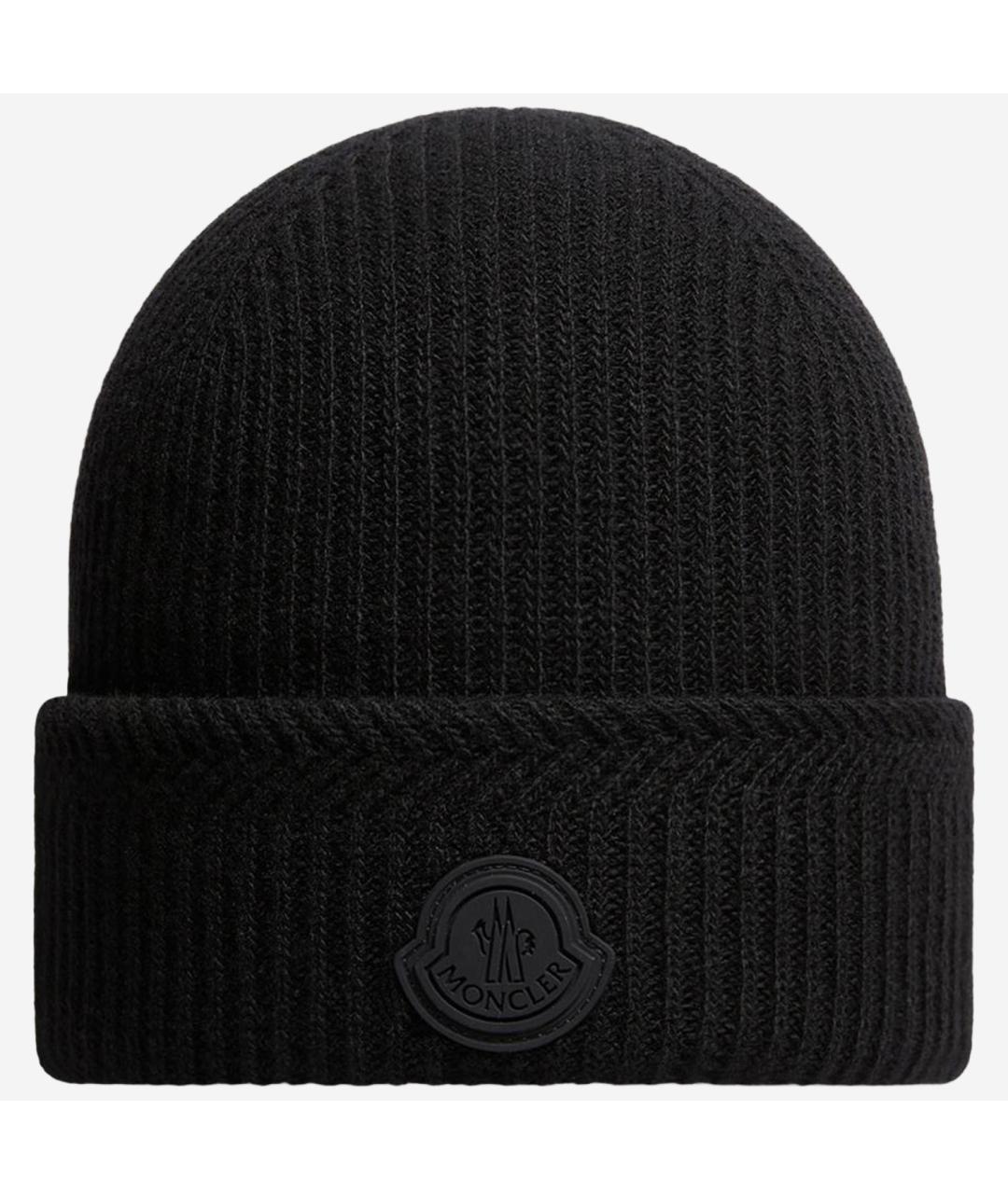 MONCLER Черная кашемировая шапка, фото 1
