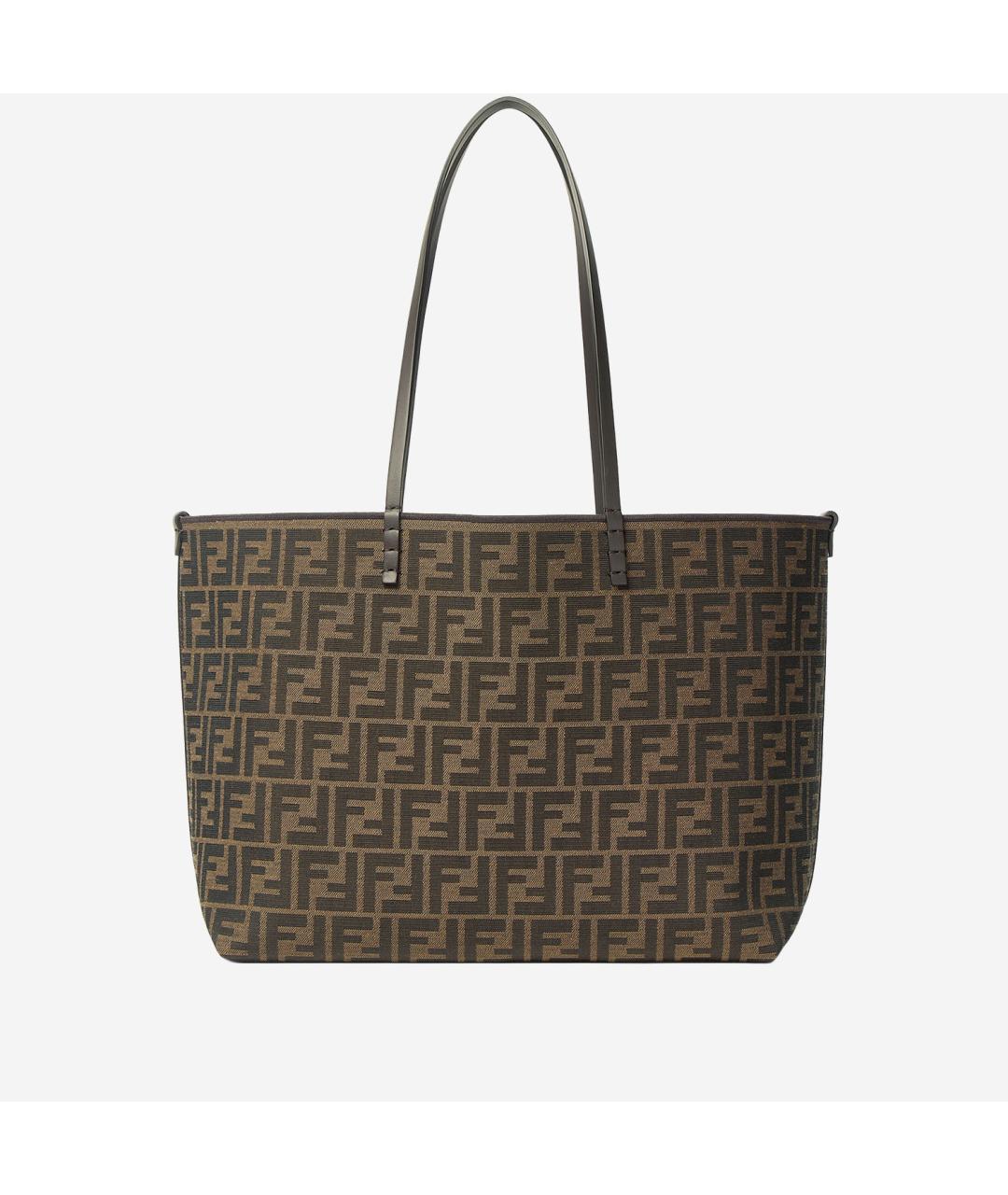 FENDI Коричневая тканевая сумка тоут, фото 6
