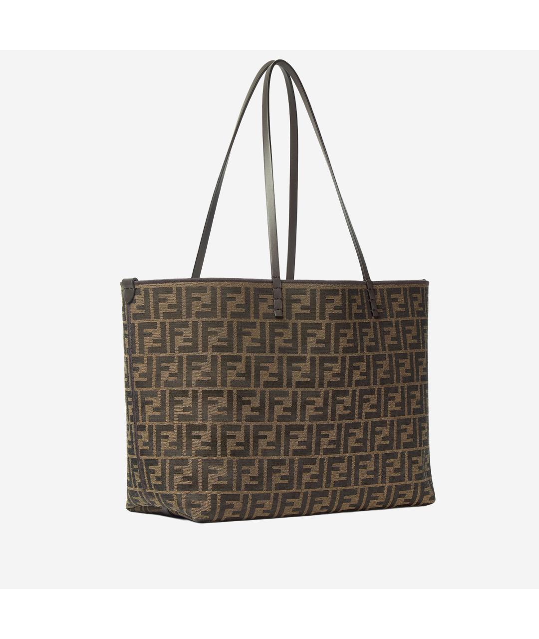 FENDI Коричневая тканевая сумка тоут, фото 3