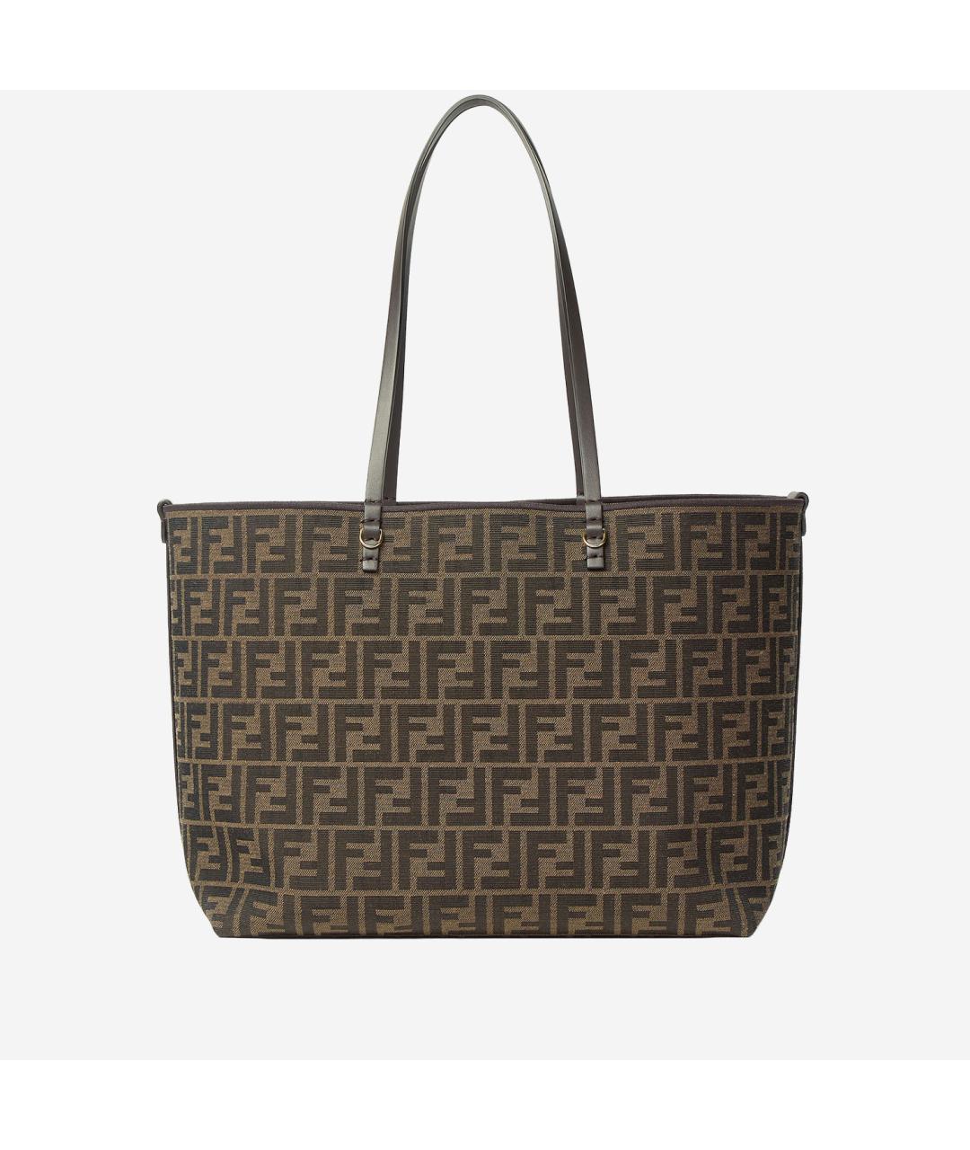 FENDI Коричневая тканевая сумка тоут, фото 4
