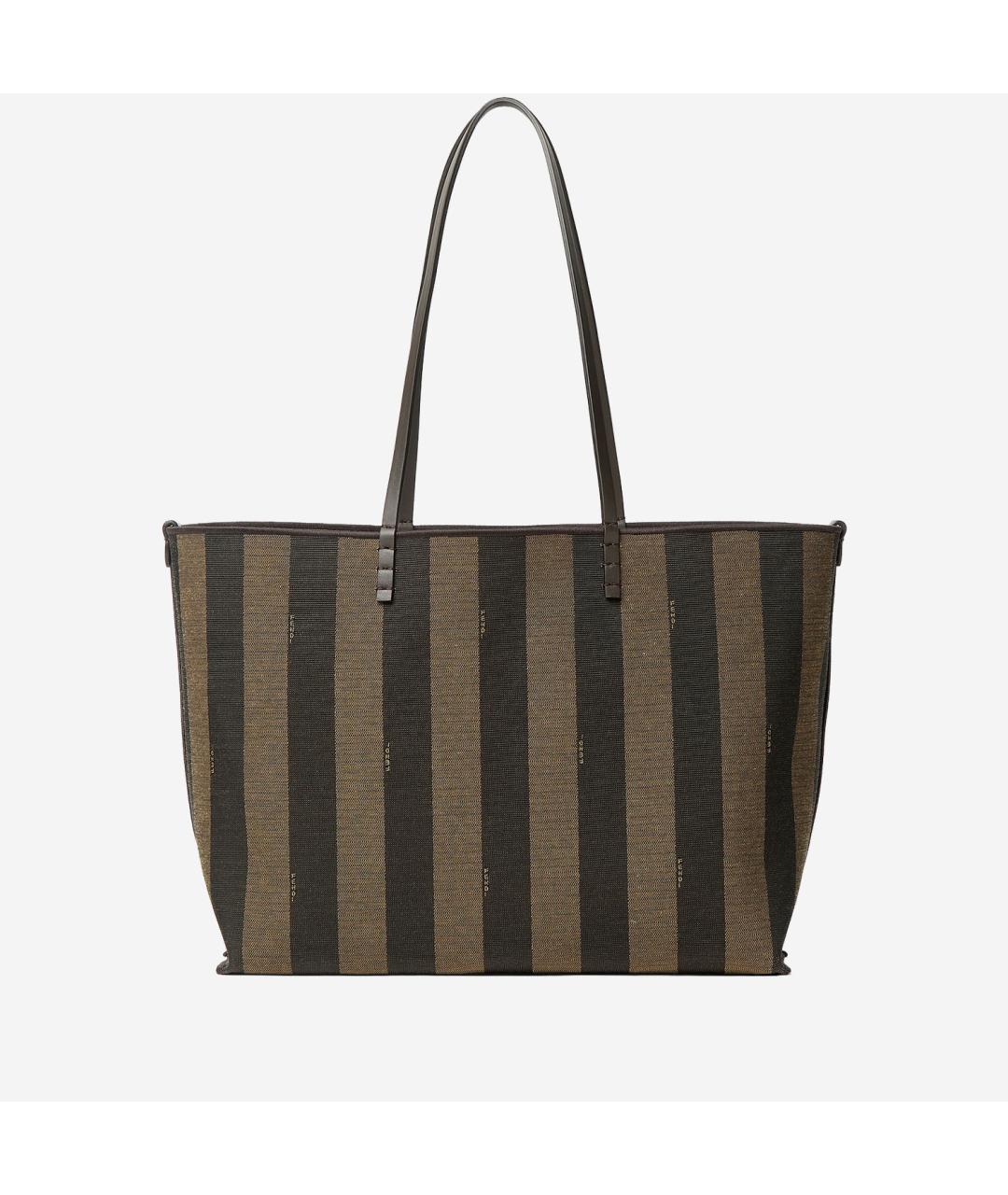 FENDI Коричневая тканевая сумка тоут, фото 2