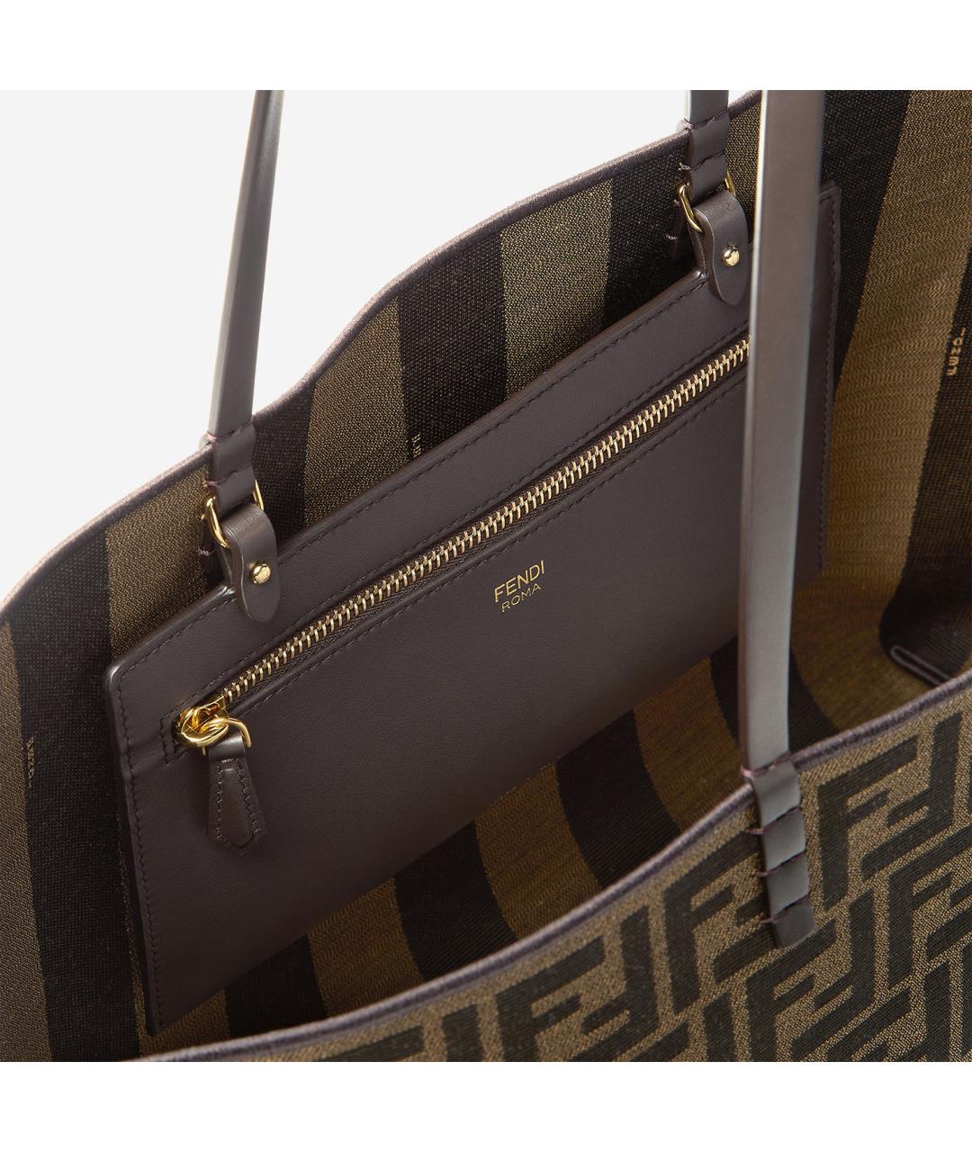 FENDI Коричневая тканевая сумка тоут, фото 5