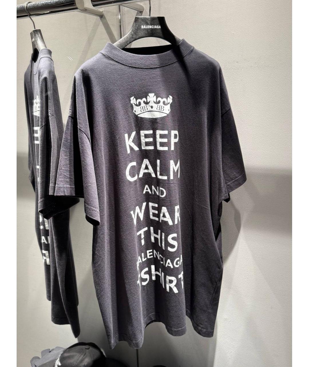 BALENCIAGA Антрацитовая хлопковая футболка, фото 3