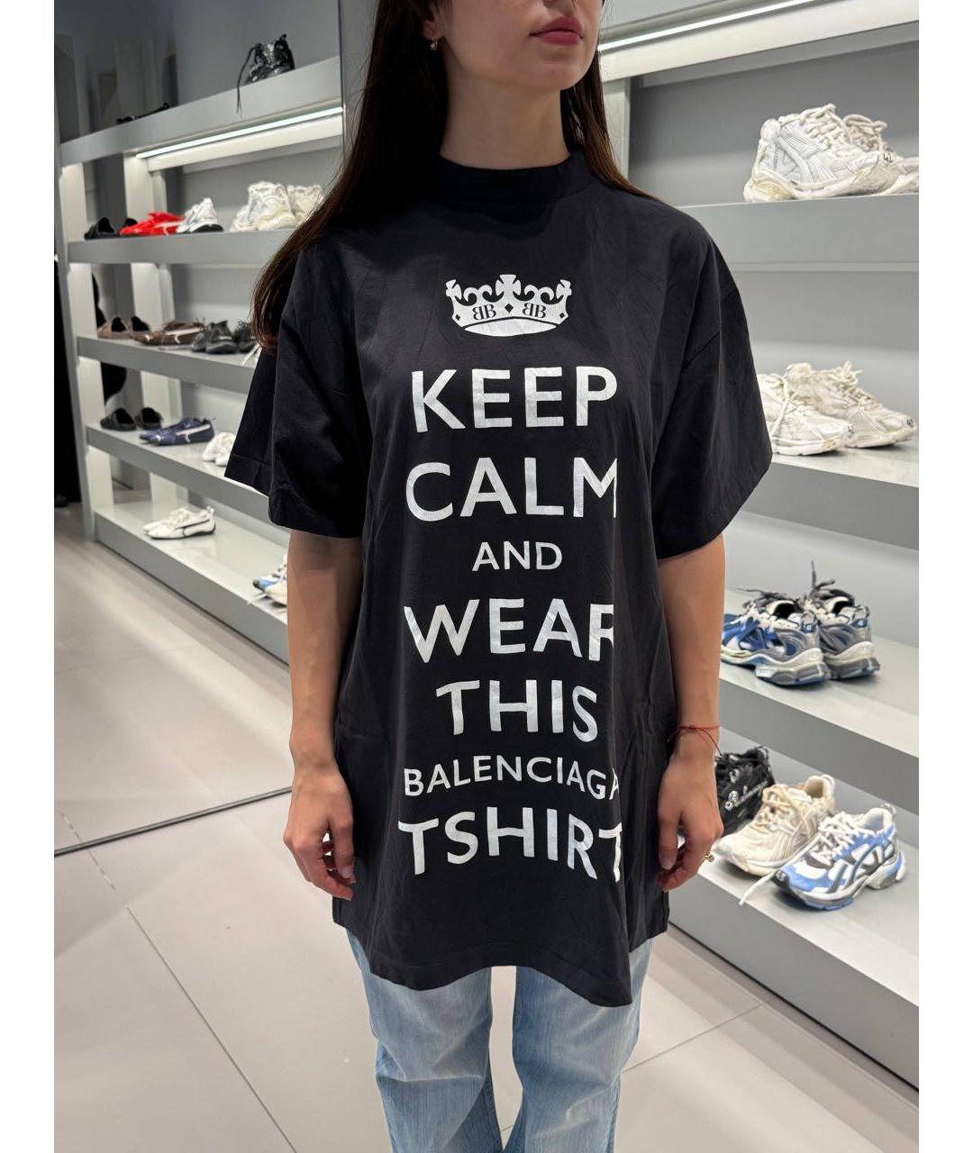 BALENCIAGA Антрацитовая хлопковая футболка, фото 5