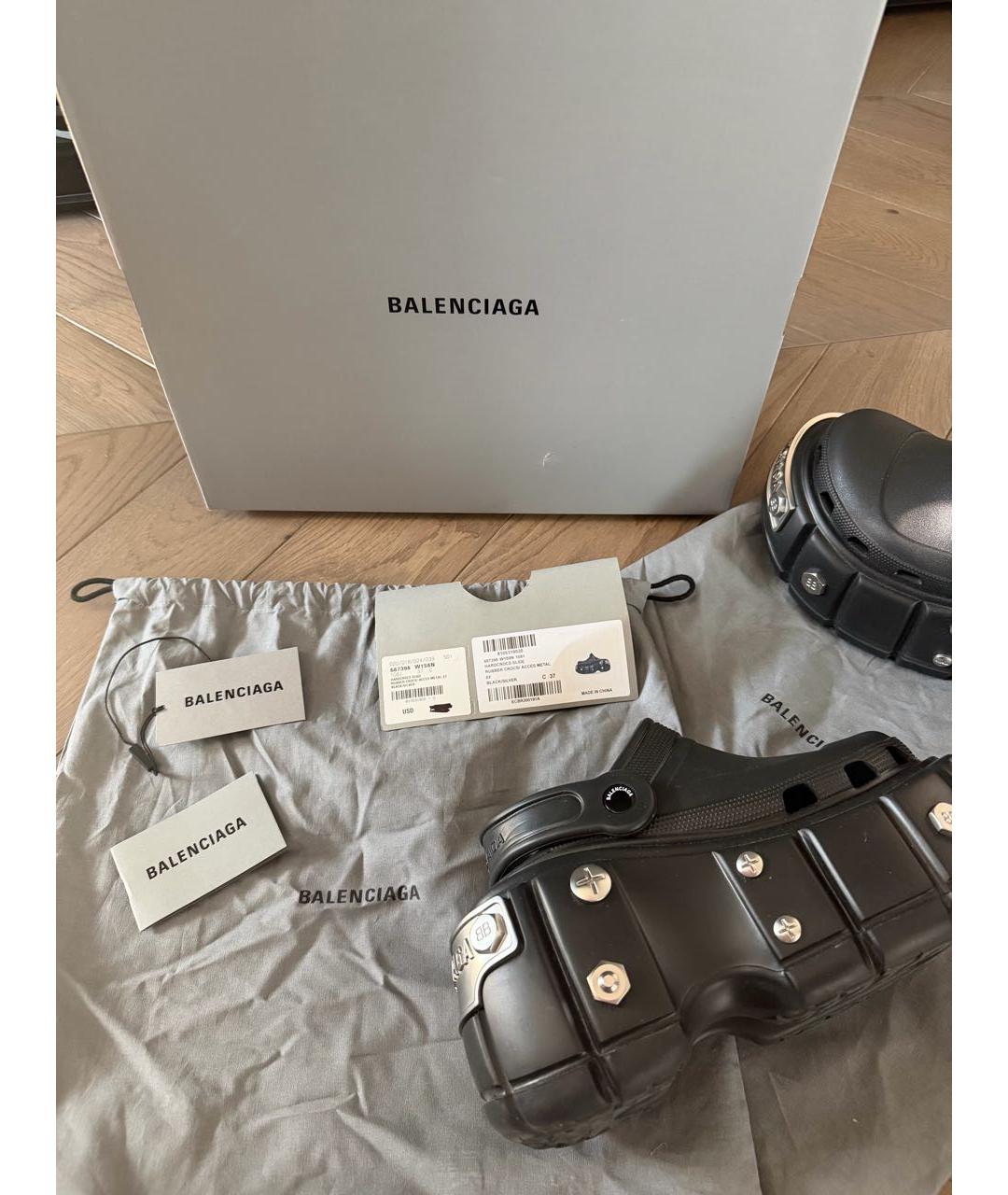BALENCIAGA Черные резиновые сабо, фото 5