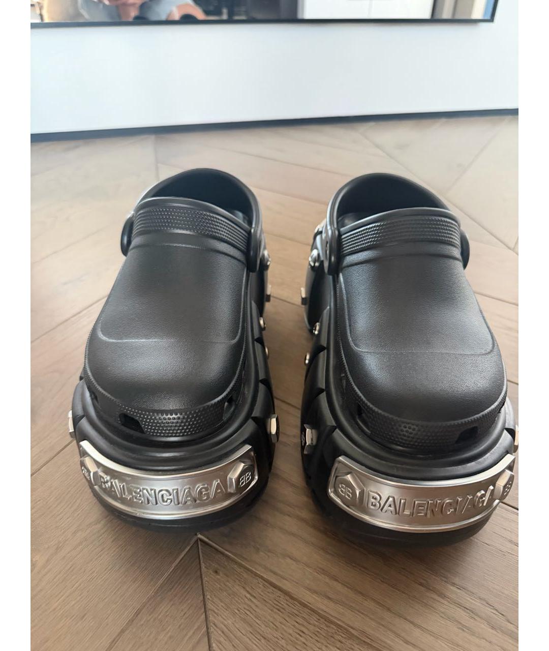 BALENCIAGA Черные резиновые сабо, фото 4