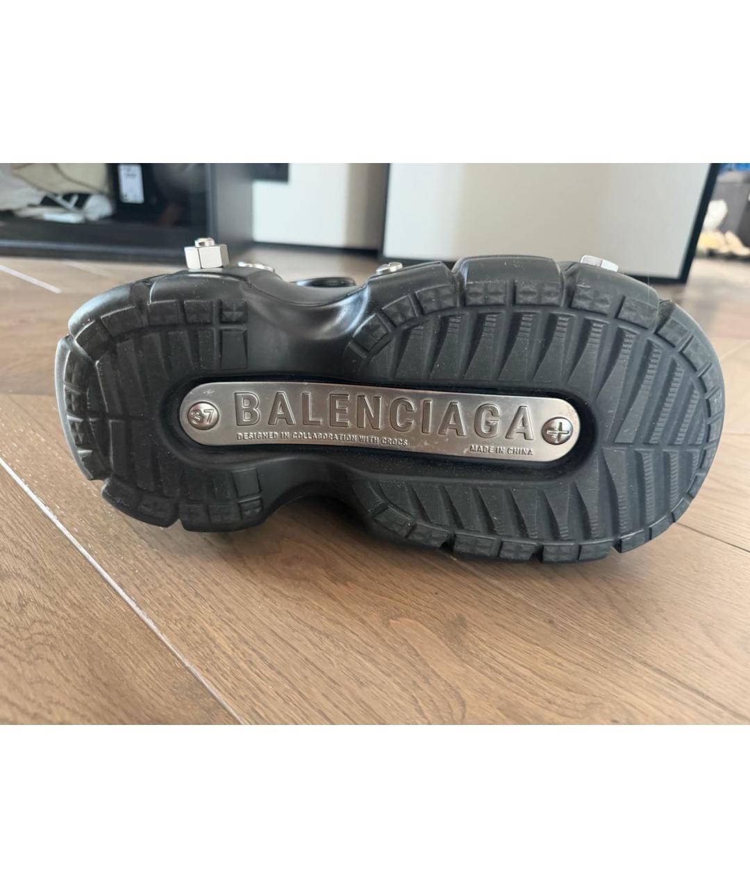 BALENCIAGA Черные резиновые сабо, фото 3