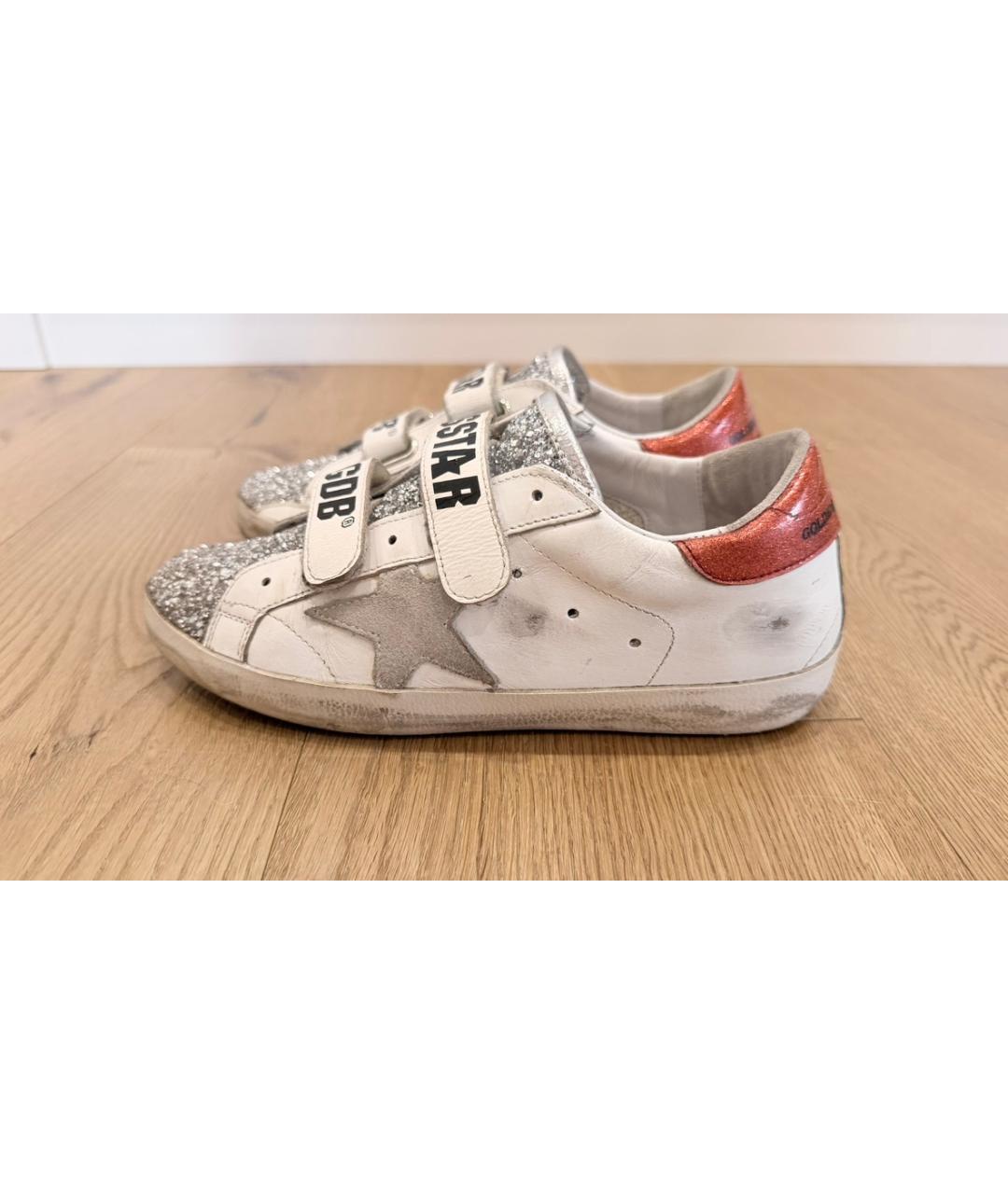 GOLDEN GOOSE Серебряные кожаные кеды, фото 5