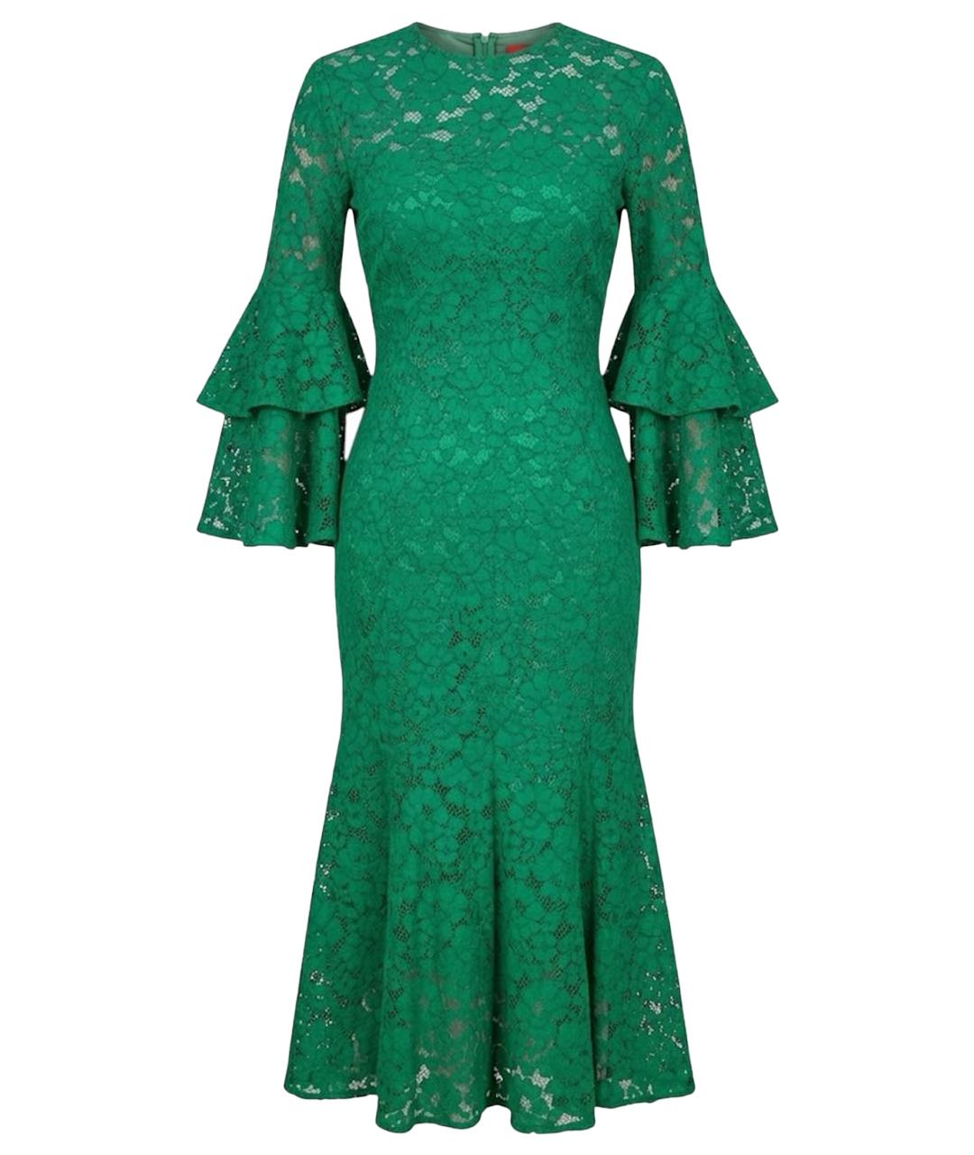 CAROLINA HERRERA Зеленое хлопко-эластановое коктейльное платье, фото 1