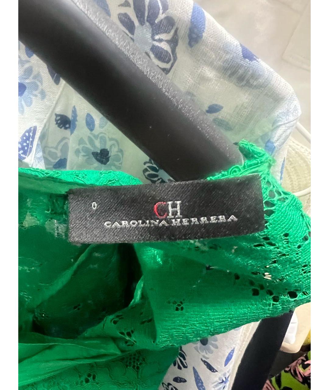 CAROLINA HERRERA Зеленое хлопко-эластановое коктейльное платье, фото 3