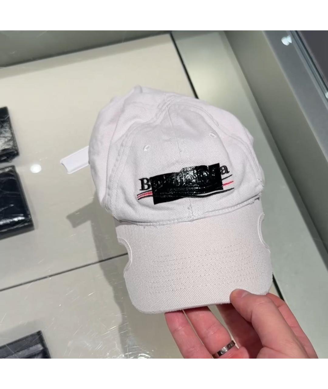 BALENCIAGA Белая хлопковая кепка, фото 4