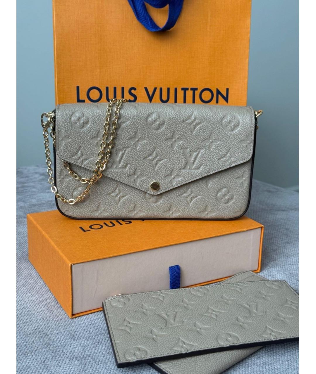 LOUIS VUITTON Бежевая кожаная сумка через плечо, фото 3