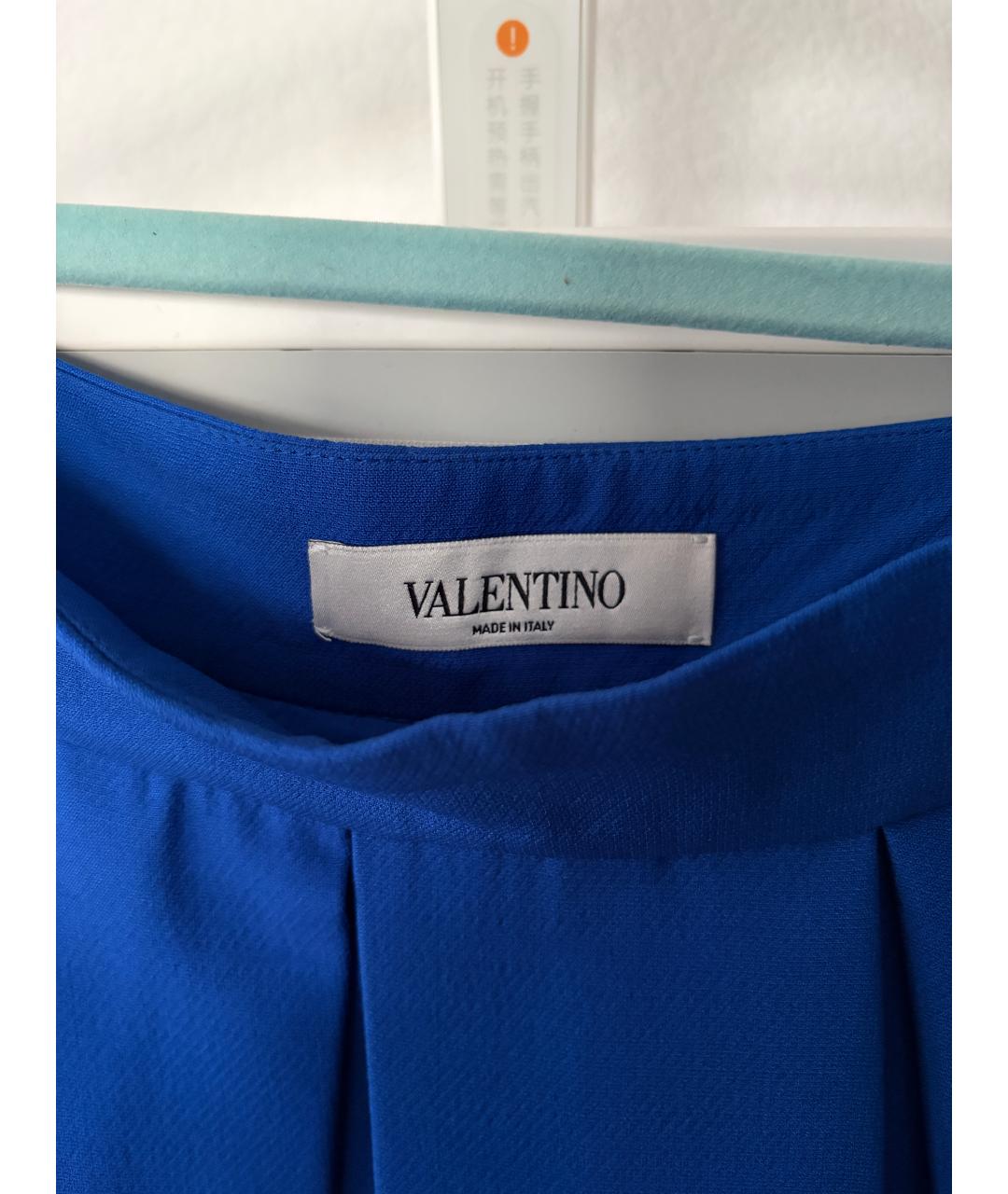 VALENTINO Синяя шерстяная юбка мини, фото 3