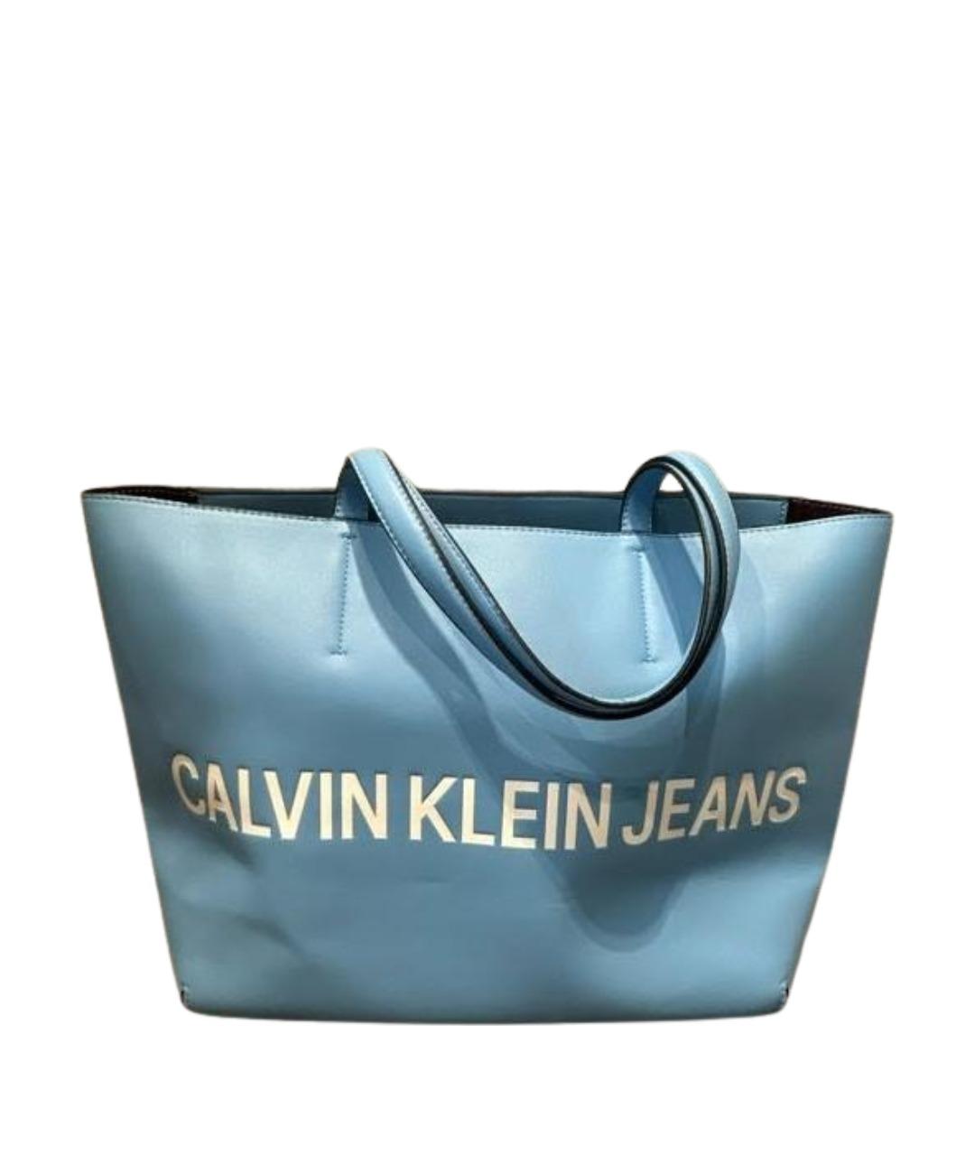 CALVIN KLEIN Голубая сумка тоут из искусственной кожи, фото 1