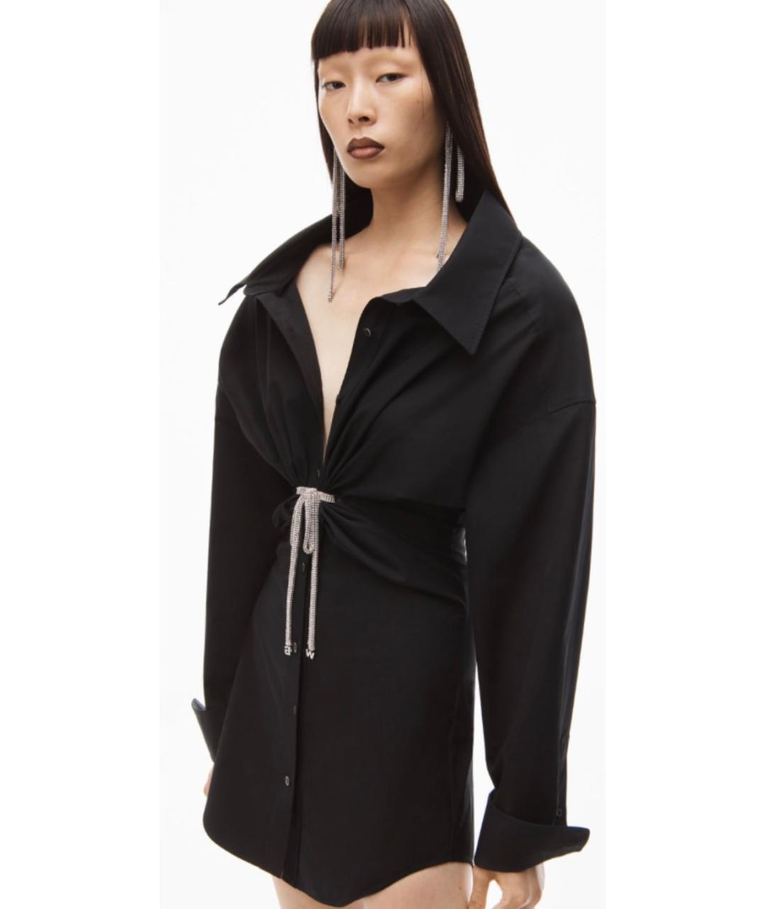 ALEXANDER WANG Черное хлопковое коктейльное платье, фото 3