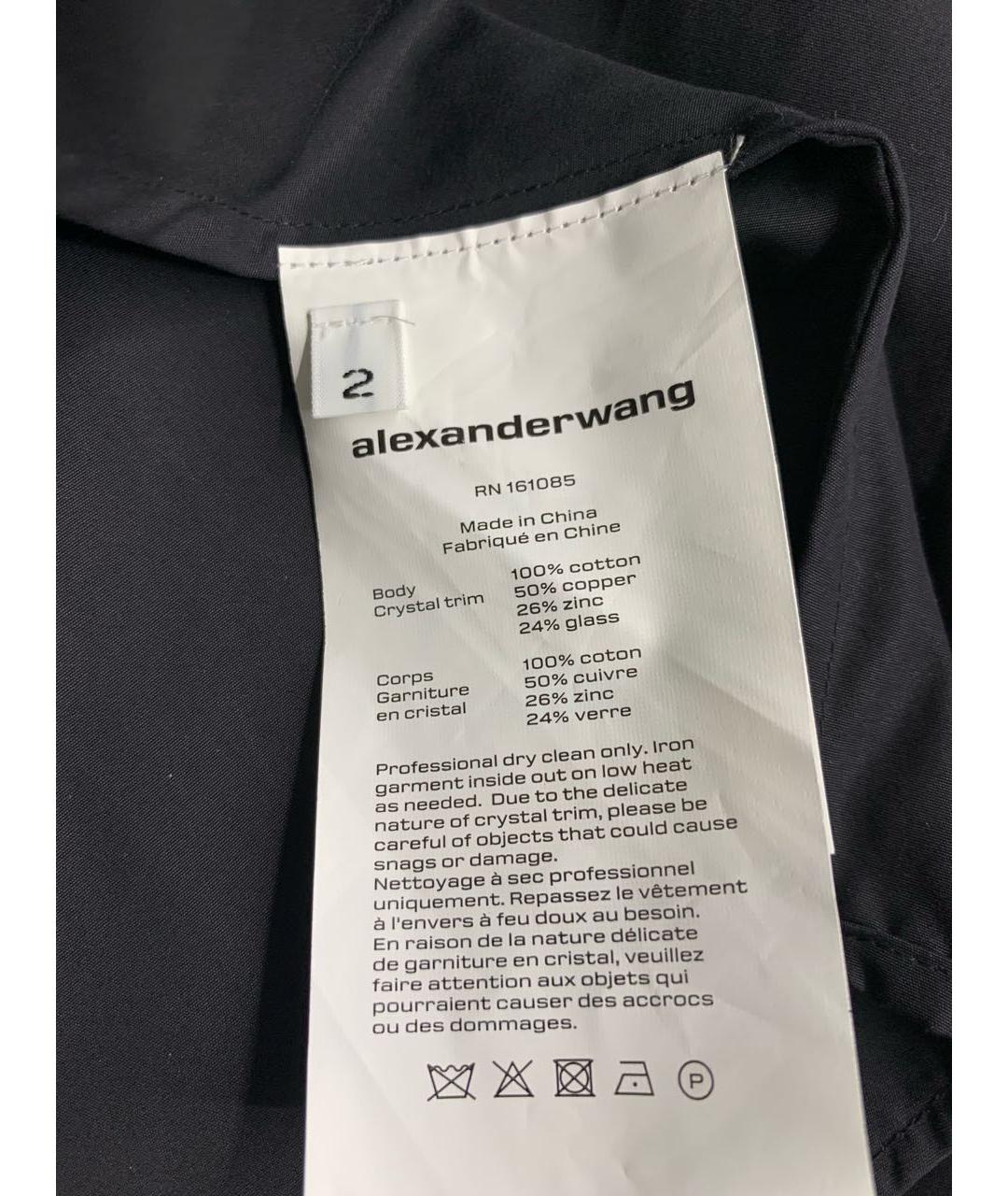 ALEXANDER WANG Черное хлопковое коктейльное платье, фото 7