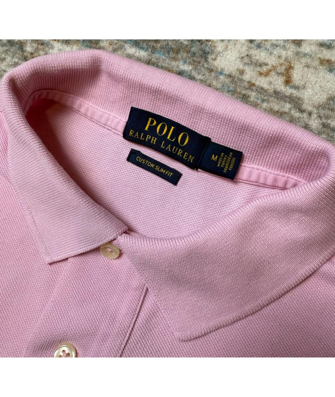 POLO RALPH LAUREN Розовое хлопковое поло с коротким рукавом, фото 3