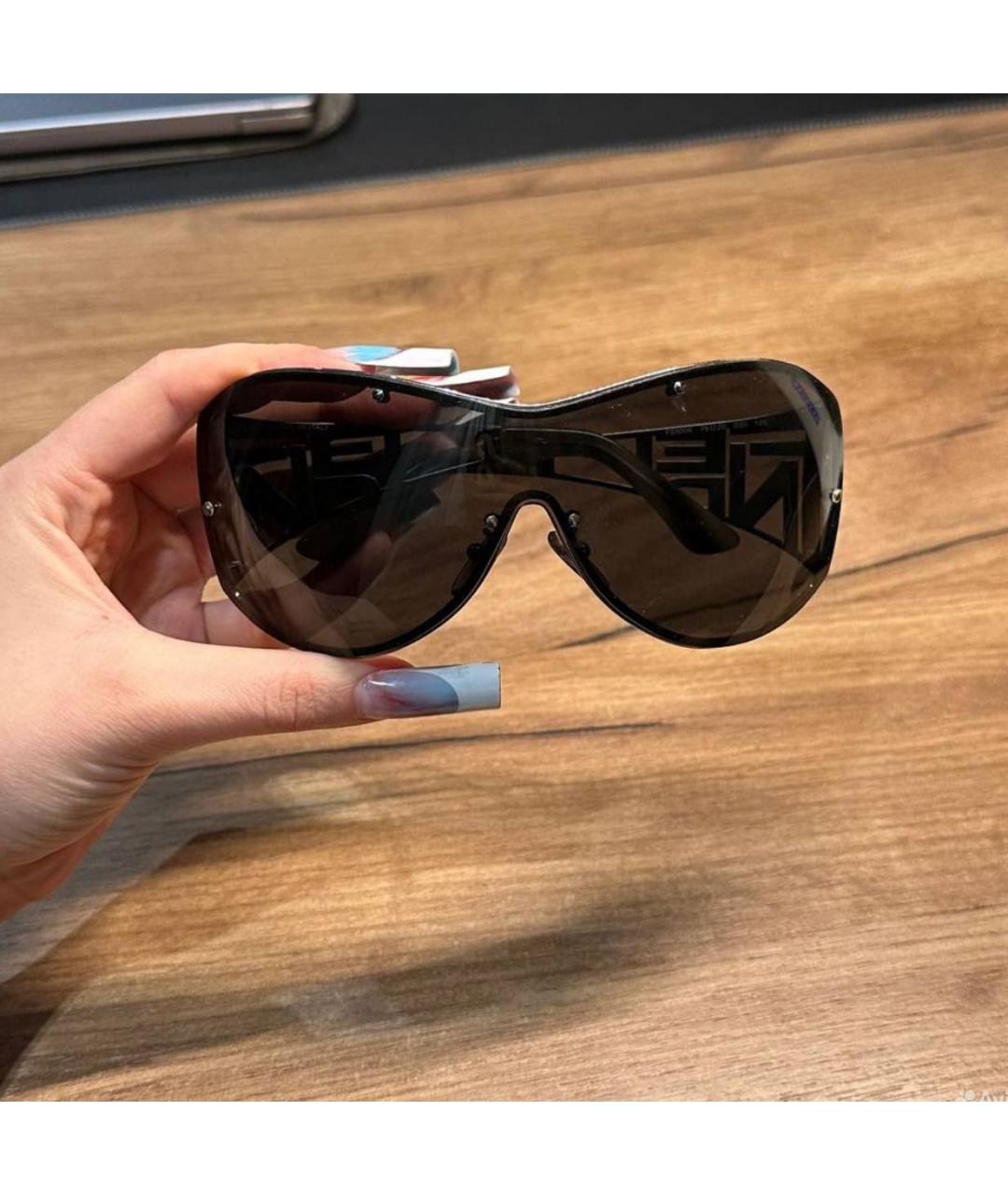 FENDI Серебряные металлические солнцезащитные очки, фото 8